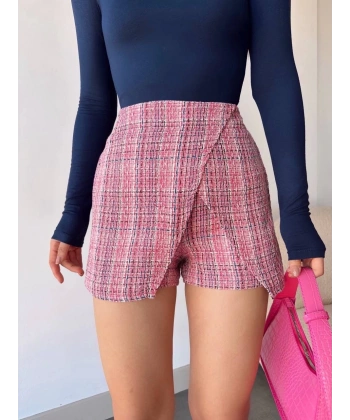 BİÇOMİ Kapaklı tüvit şort etek kırmızı