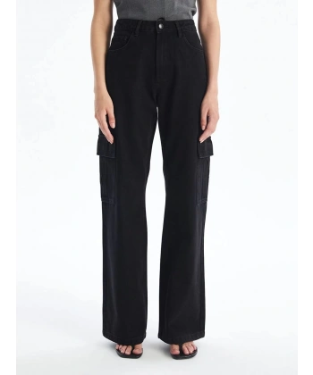 BİÇOMİ Kargo cep jeans pantolon siyah