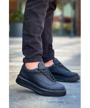 BİÇOMİ KB-005 Kuback Siyah Cilt Siyah Taban  Bağcıklı  Günlük Erkek  Ayakkabı