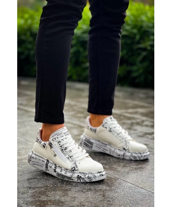 BİÇOMİ KB-02  Kuback Bağcıklı Crocodile Beyaz Gazete Günlük Erkek Ayakkabı
