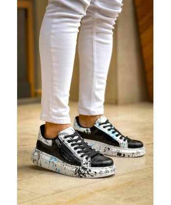 BİÇOMİ KB-02  Kuback Bağcıklı Crocodile Siyah Mavi Günlük Erkek Ayakkabı