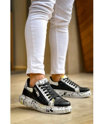 BİÇOMİ KB-02  Kuback Bağcıklı Crocodile Siyah Sarı Günlük Erkek Ayakkabı