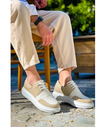 BİÇOMİ KB-042  Kuback Bağcıklı Bej Günlük Erkek Ayakkabı