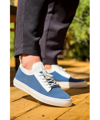 BİÇOMİ KB-110  Kuback Mavi Triko Yüksek Taban Bağcıklı Günlük Erkek Ayakkabı