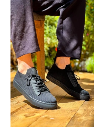 BİÇOMİ KB-110  Kuback Siyah Triko Siyah Yüksek Taban Bağcıklı Günlük Erkek Ayakkabı