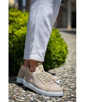 BİÇOMİ KB-112   Kuback Bej Triko Bağcıklı  Günlük Erkek  Ayakkabı