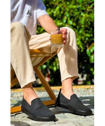 BİÇOMİ KB-114  Kuback Siyah Triko Siyah  Yüksek Taban Bağcıksız Günlük Erkek Ayakkabı