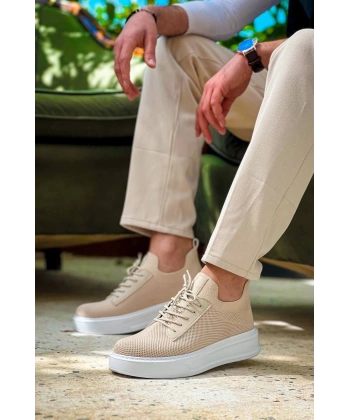 BİÇOMİ KB-116 Kuback Bej Bağcıklı Triko Günlük Erkek Ayakkabı