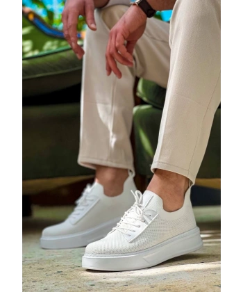 BİÇOMİ KB-116 Kuback Beyaz Bağcıklı Triko Günlük Erkek Ayakkabı