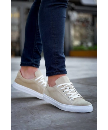 BİÇOMİ KB-122   Kuback Bej Süet Yüksek Taban Bağcıklı Günlük Erkek Ayakkabı