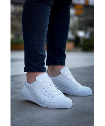 BİÇOMİ KB-122  Kuback Beyaz Cilt Yüksek Taban Bağcıklı Günlük Erkek Ayakkabı