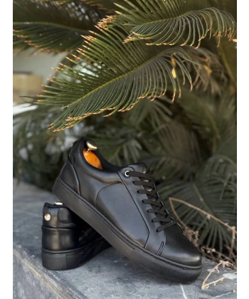 BİÇOMİ KB-BX1  Kuback Siyah Cilt Yüksek Siyah Taban Günlük Erkek Ayakkabı