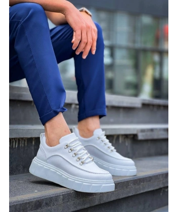 BİÇOMİ KB-X10 Kuback Beyaz Cilt  Beyaz Yüksek Taban Günlük Spor Ayakkabı