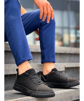 BİÇOMİ KB-X204 Kuback Siyah Keten Siyah Yüksek Taban Günlük Erkek Spor Ayakkabı