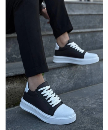 BİÇOMİ KB-X46 Kuback Siyah Beyaz Yüksek Beyaz Taban Günlük Spor Ayakkabı