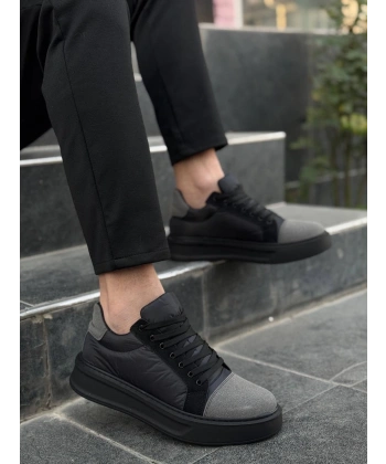 BİÇOMİ KB-X46 Kuback Siyah Gri Yüksek Siyah Taban Günlük Spor Ayakkabı