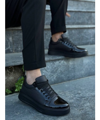 BİÇOMİ KB-X46 Kuback Siyah Rugan Yüksek Siyah Taban Günlük Spor Ayakkabı