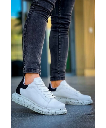 BİÇOMİ KB-X500  Kuback Beyaz Siyah  Yüksek Taban Bağcıklı Günlük Erkek Ayakkabı