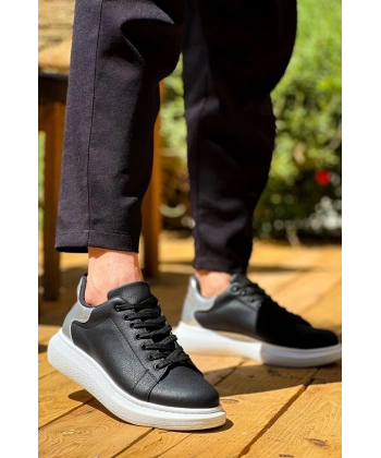 BİÇOMİ KB-X500  Kuback  Siyah Gümüş Yüksek Taban Bağcıklı Günlük Erkek Ayakkabı