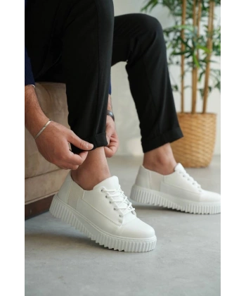 BİÇOMİ KB-X516 Kuback Beyaz Cilt Günlük Erkek Ayakkabı