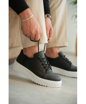 BİÇOMİ KB-X516 Kuback Siyah Cilt Günlük Erkek Ayakkabı