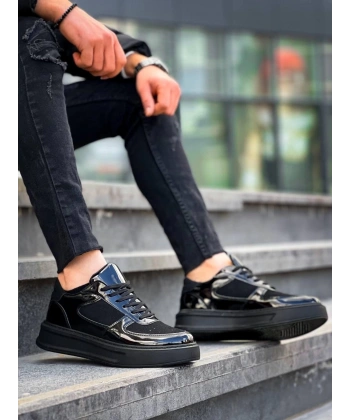 BİÇOMİ KB-X8 Kuback Siyah Rugan Yüksek Siyah Taban Günlük Spor Ayakkabı