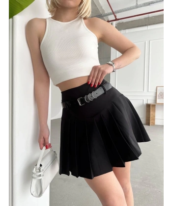 BİÇOMİ Kemerli pikseli şort etek