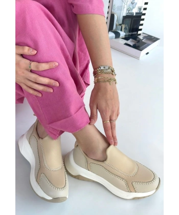 BİÇOMİ Kendy Bej Cilt Spor Ayakkabı