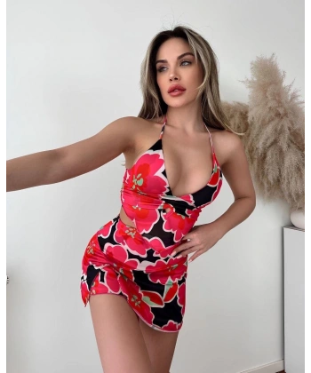 BİÇOMİ Kırmızı desenli alt üst takım