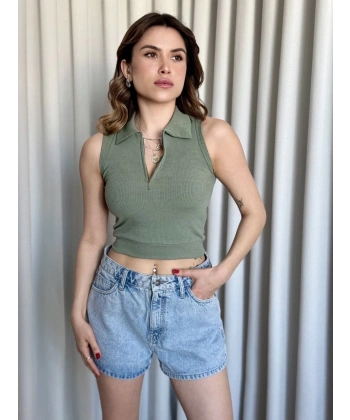 BİÇOMİ Kısa fermuarlı crop