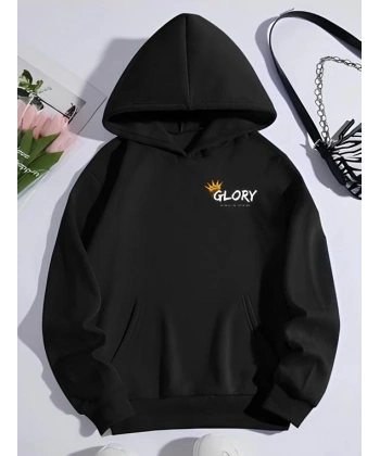 Biçomi Kışlık Üç İplik Kapşonlu SweatShirt - Siyah