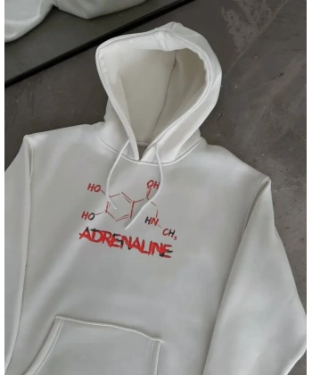 Biçomi Kışlık Uzun Kol Kapüşonlu SweatShirt - Beyaz