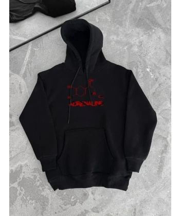 Biçomi Kışlık Uzun Kol Kapüşonlu SweatShirt - Siyah