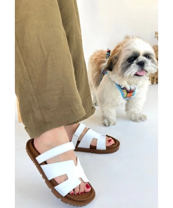 BİÇOMİ Kooni Beyaz Cilt Terlik