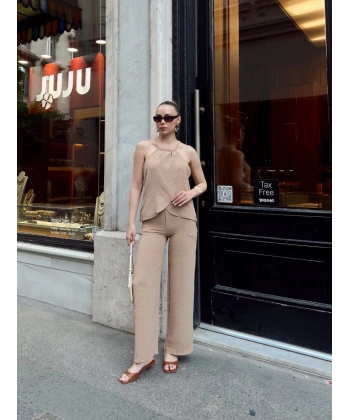 BİÇOMİ Kruvaze takım ayrobin bej s054