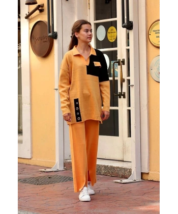 BİÇOMİ Kuş gözü triko takım Hardal