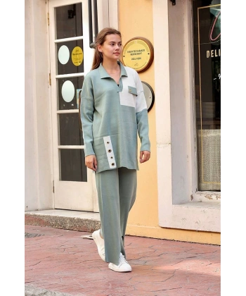 BİÇOMİ Kuş gözü triko takım Mint