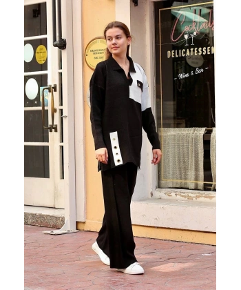 BİÇOMİ Kuş gözü triko takım Siyah