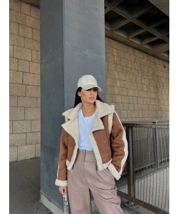 BİÇOMİ KUZU YUMOŞ KAPLAMA TAK ÇIKAR KOL CROP NUBUK KABAN