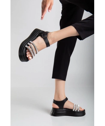 BİÇOMİ Lalen Siyah Kemerli Sandalet