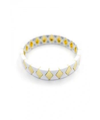 biçomi Lastikli Porselen Bilezik - Beyaz