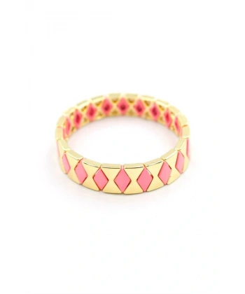 biçomi Lastikli Porselen Bilezik - Pembe