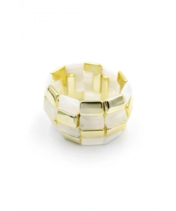 biçomi Lastikli Taşlı Bilezik - Krem