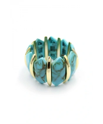 biçomi Lastikli Taşlı Bilezik - Turkuaz