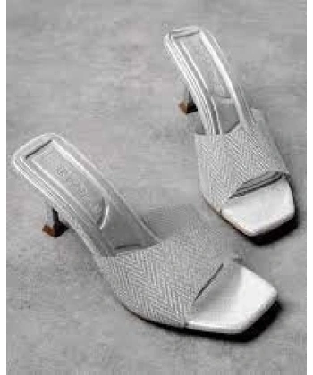 BİÇOMİ Luart Platin Simli Topuklu Terlik