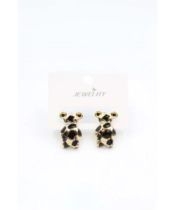 biçomi Mineli Ayıcık Küpe - Siyah