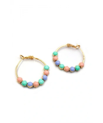 biçomi Mineli Halka Küpe - ÇOK RENKLİ