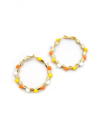 biçomi Mineli Halka Küpe - ÇOK RENKLİ