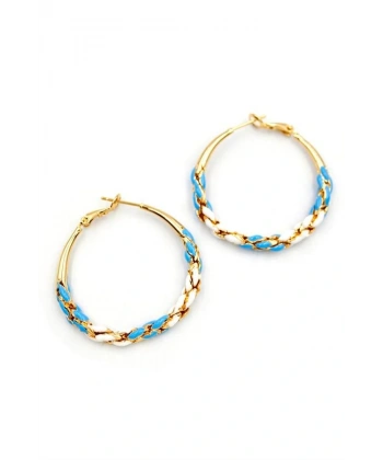 biçomi Mineli Halka Küpe - Mavi