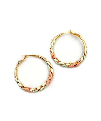 biçomi Mineli Halka Küpe - Pembe